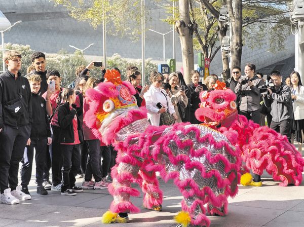 舞狮表演深受外国朋友欢迎